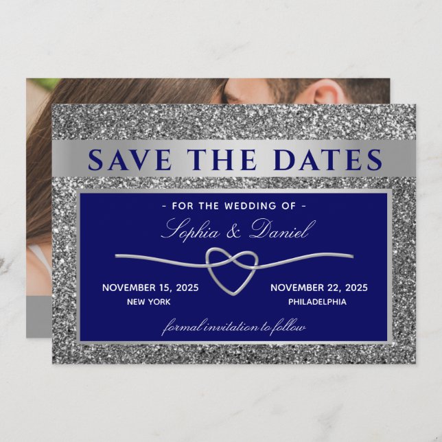 Royal Blue Wedding Save The Date (Front/Back)