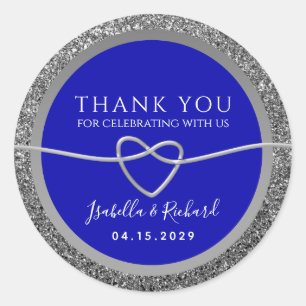 Royal Blue Wedding Thank You Favour Classic Round Sticker