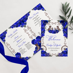 Royal Blue Western Charro Quinceañera Program