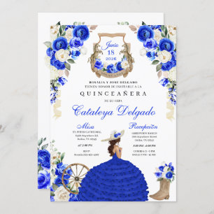 Royal Blue Western Fiesta Charro Quinceañera Invitation