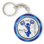 Royal Blue, White and Black Cheerleading Keychains