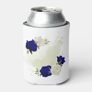 royal blue white floral greenery can cooler