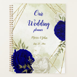Royal blue white floral wedding planner