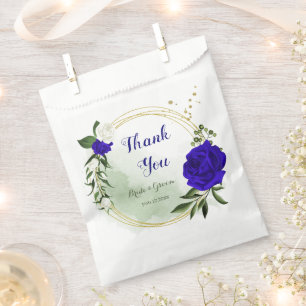 royal blue & white flowers greenery wedding favour bag
