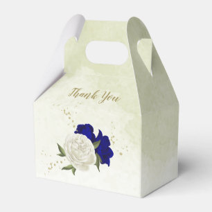 royal blue white flowers greenery wedding favour box