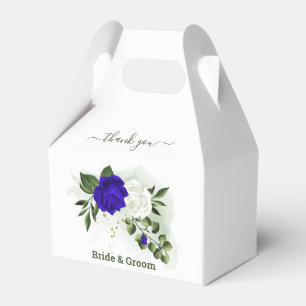royal blue & white flowers greenery wedding favour box