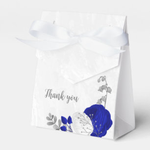 royal blue &white flowers silver botanical wedding favour box