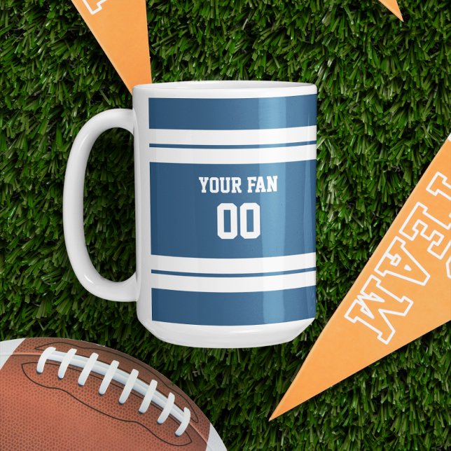 Royal Blue & White Football Team Personalised Coffee Mug (Creator Uploaded)