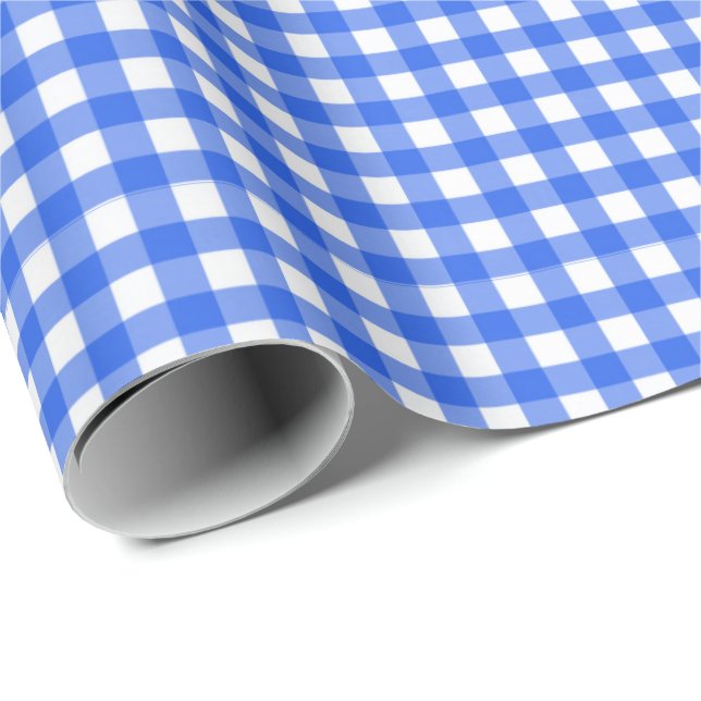 Royal Blue | White Gingham Wrapping Paper (Roll Corner)