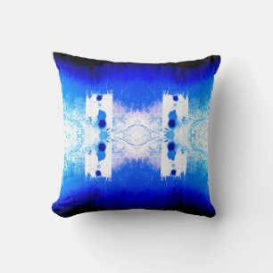 Royal Blue White Mediterranean Symmetrical Mosaic Cushion