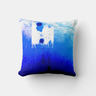 Royal Blue White Mediterranean Watercolor Abstract Cushion