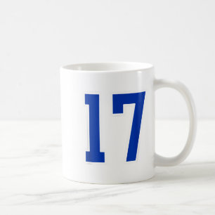 Royal Blue White Number 17 Jersey Player Uniform # Coffee Mug