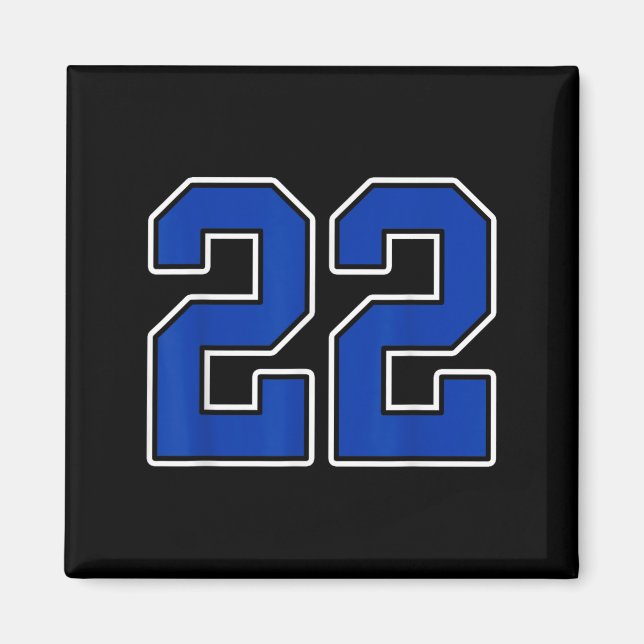 Royal Blue White Number 22 Jersey Player Uniform # Magnet (Front)