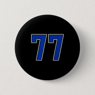 Royal Blue White Number 77 Jersey Player Uniform # 6 Cm Round Badge