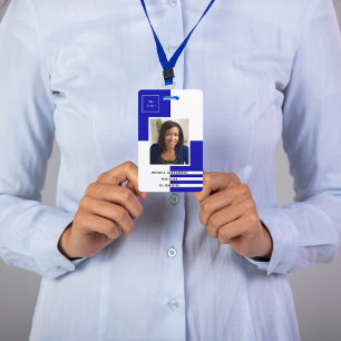 Royal blue white profile photo business corporate ID badge
