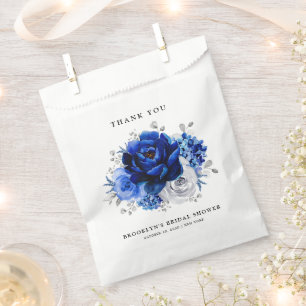 Royal Blue White Silver Metallic Bridal Shower Favour Bag