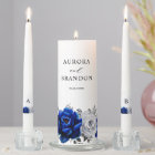 Royal Blue White Silver Metallic Floral Wedding