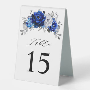 Royal Blue White Silver Metallic Floral Wedding
