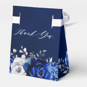 Royal Blue White Silver Metallic Floral Wedding Fa Favour Box