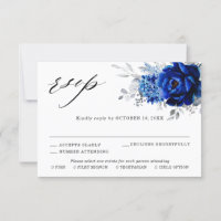Royal Blue White Silver Metallic Floral Wedding