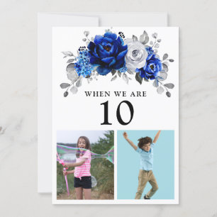Royal Blue White Silver Metallic Table Number Card