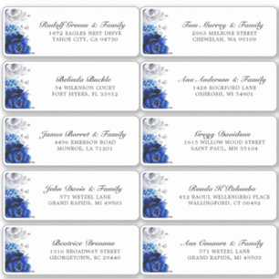 Royal Blue White Silver Wedding Guest Address
