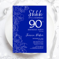 Royal Blue White Surprise 90th Birthday