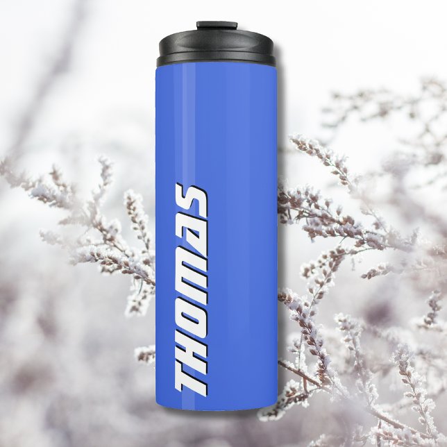 Royal Blue White Text Elegant Minimal Customised Thermal Tumbler (Creator Uploaded)
