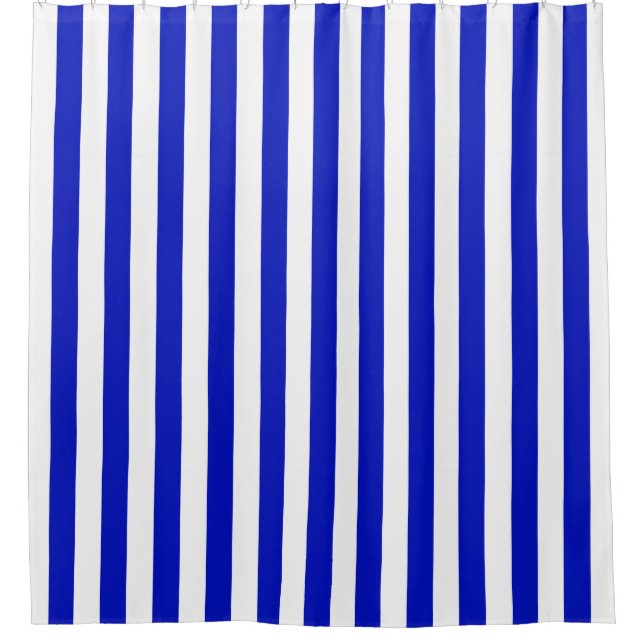Royal Blue White Vertical Stripe NL #0 Shower Curtain (Front)