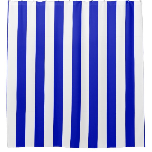 Royal Blue White Vertical Stripe NL #1 Shower Curtain (Front)
