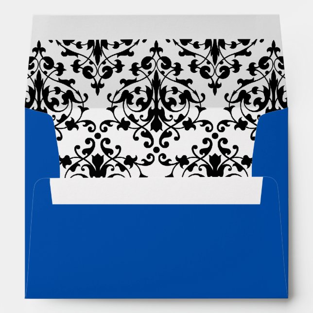 Royal Blue with Black and White Damask Envelopes (Back (Bottom))