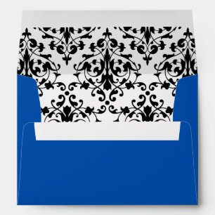 Royal Blue with Black and White Damask Envelopes