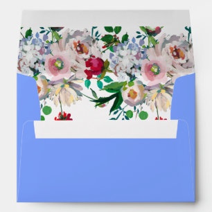 Royal Blue with Flowers Wedding Envelope