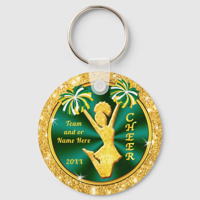 Royal Blue, Yellow Gold Cheap, Cheerleading Favour Key Ring (Front)