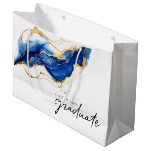Royal Blue Yellow Gold "class of" graduate Large Gift Bag