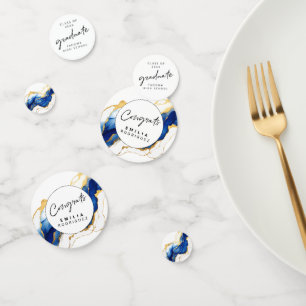 Royal Blue Yellow Gold Elegant Graduation Confetti