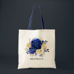 Royal Blue Yellow Gold Floral Bridesmaid gift Tote<br><div class="desc">Elegant royal blue gold theme bridesmaid gift tote bag featuring elegant bouquet of royal blue,  Navy,  gold,  yellow  colour rose flowers buds and eucalyptus leaves. Please contact me for any help in customisation or if you need any other product with this design.</div>