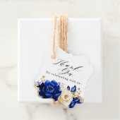 Royal Blue Yellow Gold Floral Wedding Thank you Fa Favour Tags (In Situ)