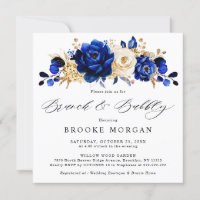 Royal Blue Yellow Gold Metallic Brunch and Bubbly