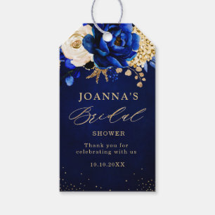 Royal Blue Yellow Gold Metallic Floral Wedding Gif Gift Tags