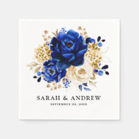 Royal Blue Yellow Gold Metallic Floral Wedding