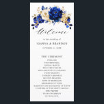 Royal Blue Yellow Gold Metallic Floral Wedding Program<br><div class="desc">Elegant royal blue gold theme wedding program featuring elegant bouquet of royal blue,  Navy,  gold,  yellow  colour rose flowers buds and eucalyptus leaves. Please contact me for any help in customisation or if you need any other product with this design.</div>