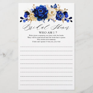 Royal Blue Yellow Gold Metallic Who Am I Game     