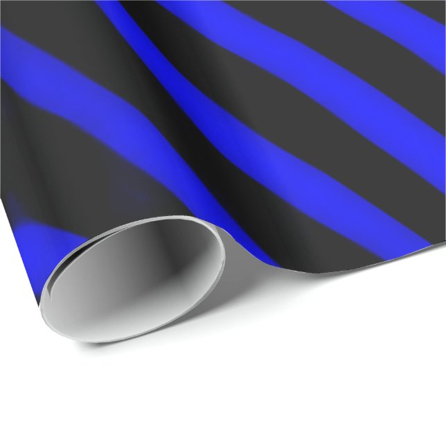 Royal Blue Zebra Stripes All Occasions Wrapping Paper (Roll Corner)