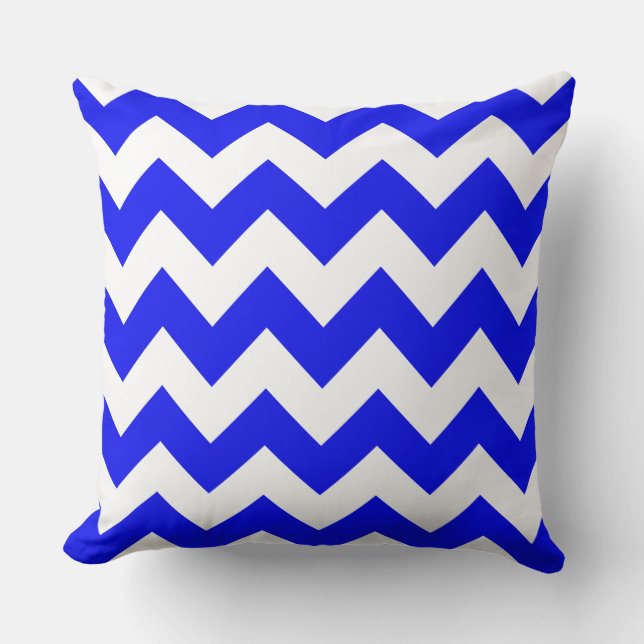 Royal Blue Zig Zag Striped Pillow (Front)