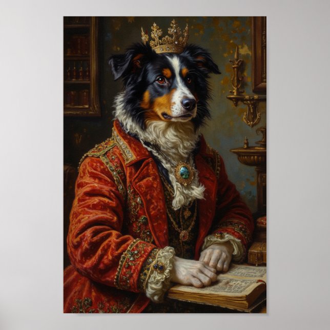 Royal Border Collie Portrait Poster (Front)