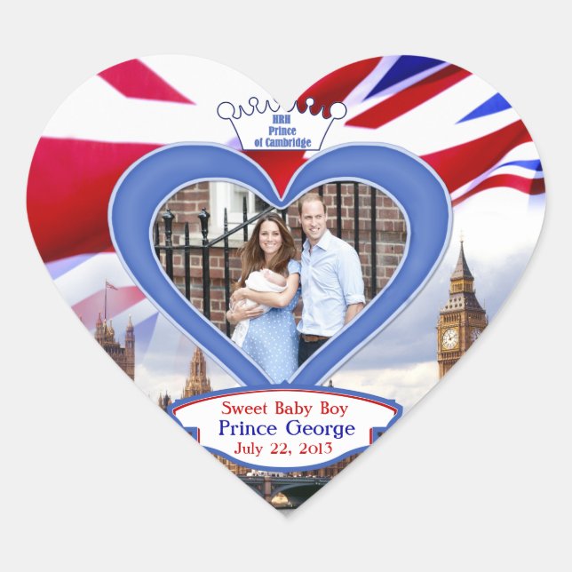 Royal British Baby Prince George Heart Sticker (Front)
