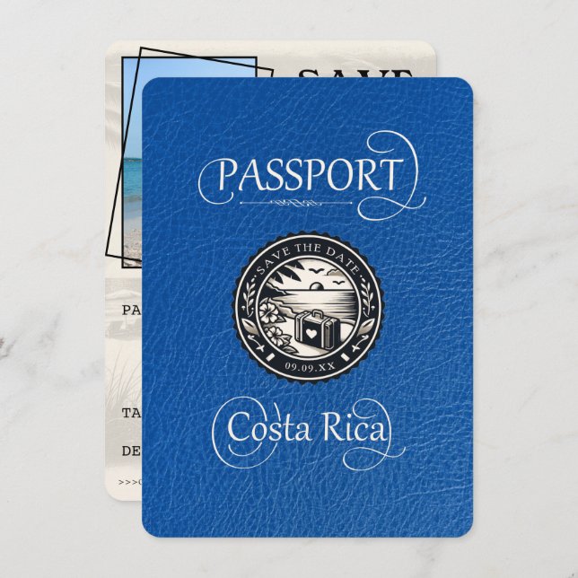Royal Brlue Costa Rica Passport Save The Date (Front/Back)
