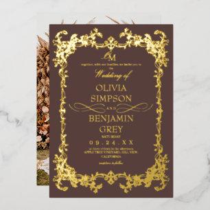 Royal Brown French Floral Photo Wedding