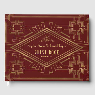 Royal Burgundy Gold Great Wedding Guest Book